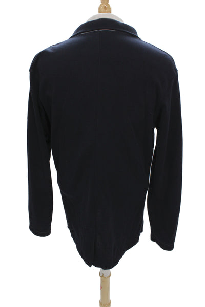 Vkna Grani Mens Designer Cotton Blazer Dark Blue Button Long Sleeve Size L