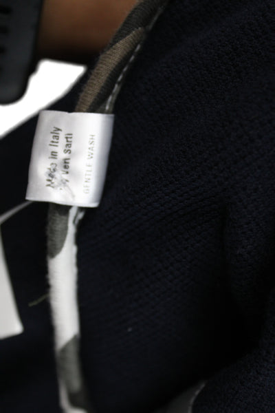 Vkna Grani Mens Designer Cotton Blazer Dark Blue Button Long Sleeve Size L