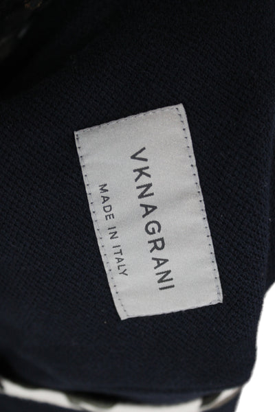 Vkna Grani Mens Designer Cotton Blazer Dark Blue Button Long Sleeve Size L