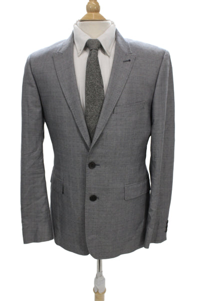 Ted Baker London Mens Suit Jacket Gray Wool Blend Geometric Button Size 40