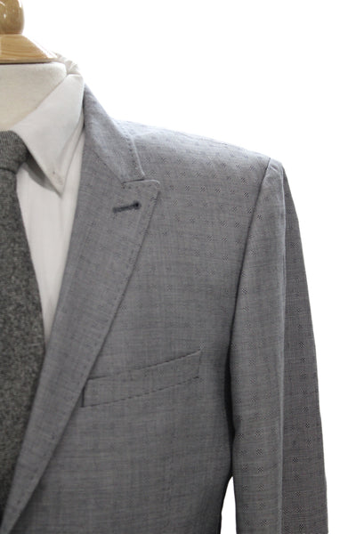 Ted Baker London Mens Suit Jacket Gray Wool Blend Geometric Button Size 40