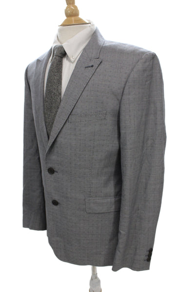 Ted Baker London Mens Suit Jacket Gray Wool Blend Geometric Button Size 40
