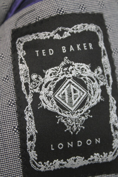 Ted Baker London Mens Suit Jacket Gray Wool Blend Geometric Button Size 40