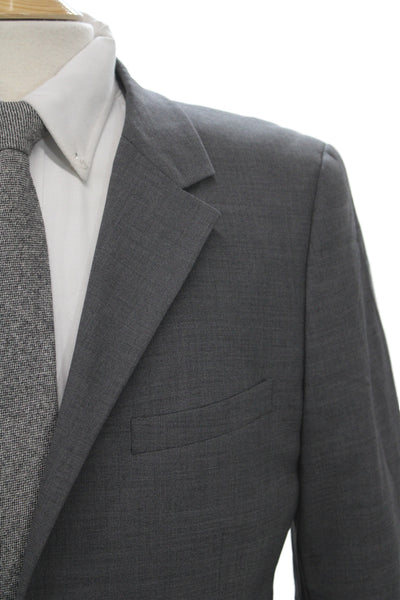Theory Men Gray Wool Blend Suit Jacket Collared Button Long Sleeve Size 40