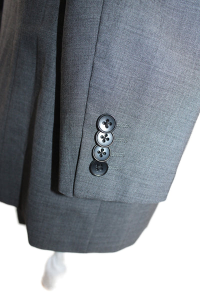 Theory Men Gray Wool Blend Suit Jacket Collared Button Long Sleeve Size 40