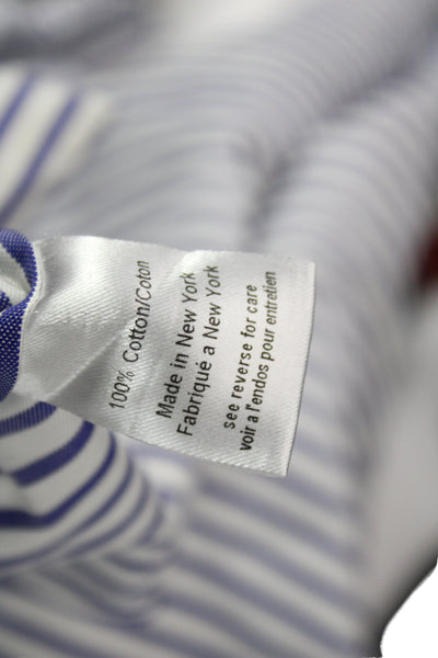 Caroline Constas Women Blue Striped Cotton Blouse 3/4 Sleeve Bohemian Size S