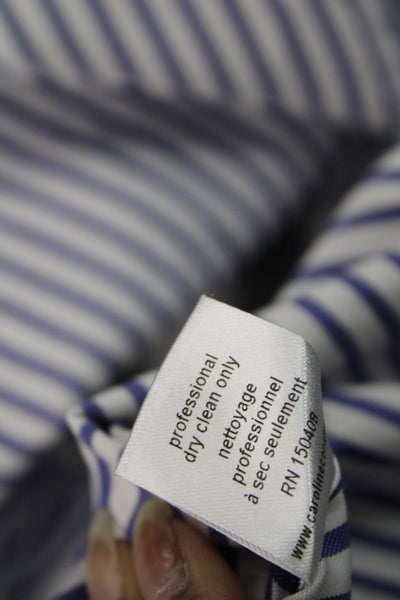Caroline Constas Women Blue Striped Cotton Blouse 3/4 Sleeve Bohemian Size S