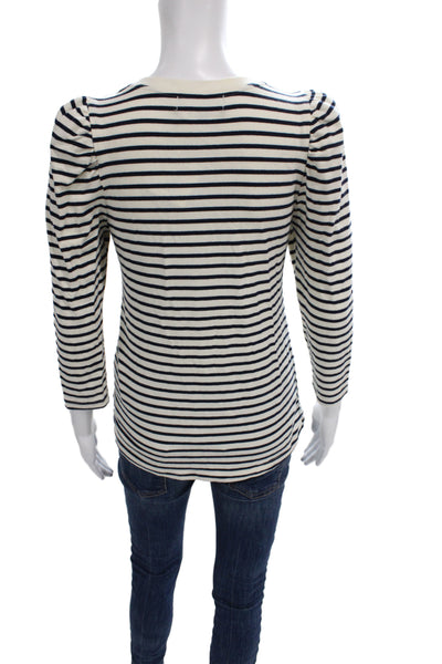 Pomander Place Womens Basic Striped Beige 3/4 Sleeve T-Shirt Size XS