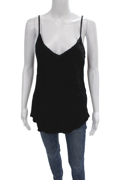Elaine Kim Womens Black V-Neck Basic Camisole 100% Viscose Size M