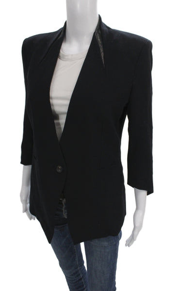 Helmut Lang For Intermix Womens Polyester Button Closure Black Size 4