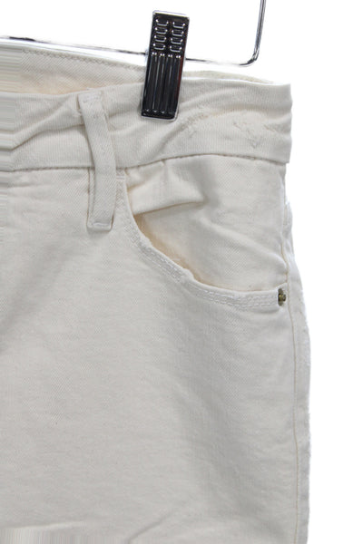 Frame Womens Cropped Ankle Pants Beige Button Size 25