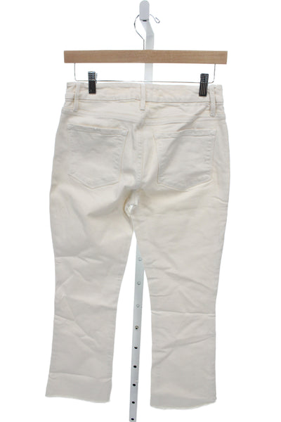 Frame Womens Cropped Ankle Pants Beige Button Size 25