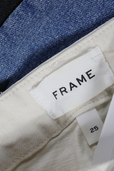 Frame Womens Cropped Ankle Pants Beige Button Size 25