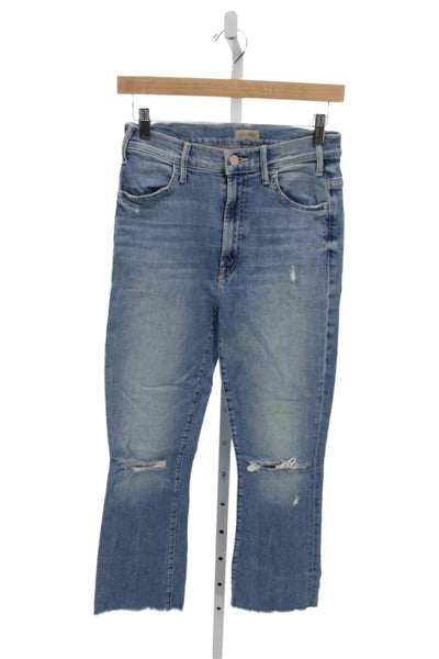 Mother Womens Cropped Straight Blue Mid Rise Jeans Size 27