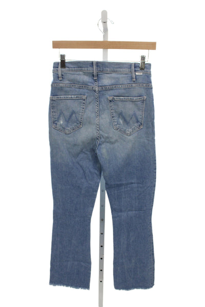 Mother Womens Cropped Straight Blue Mid Rise Jeans Size 27