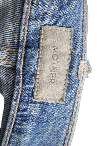 Mother Womens Cropped Straight Blue Mid Rise Jeans Size 27
