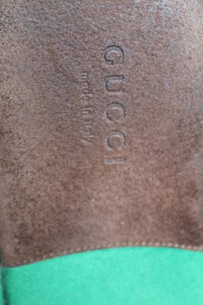 Gucci Suede Chained Close Toe GG Monogram Mules  Beige Size 9.5