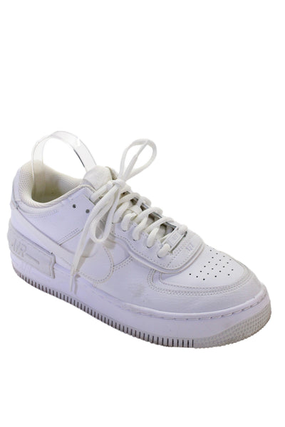 Nike Womens Leather Tied Lace up Air Force 1 Shadow Sneaker White Size 9