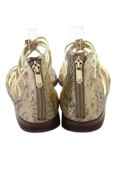 Sam Edelman Womens Leather Strappy Emi Flat Sandals Gold Size 9