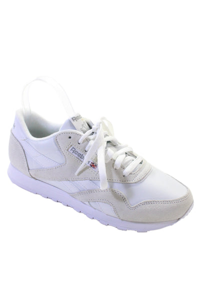 Reebok Womens Leather lace  Classic Nylon Sneakers White Size 9.5