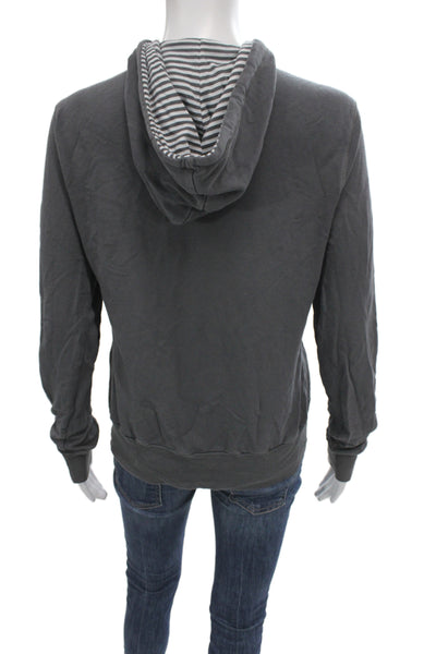 Splendid Women Full-zip Hoodie Dark Gray Drawstring Size M