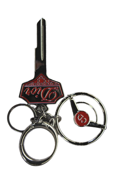 Christian Dior Womens Silver-Tone Logo Charm Red Enamel Detail Key Chain