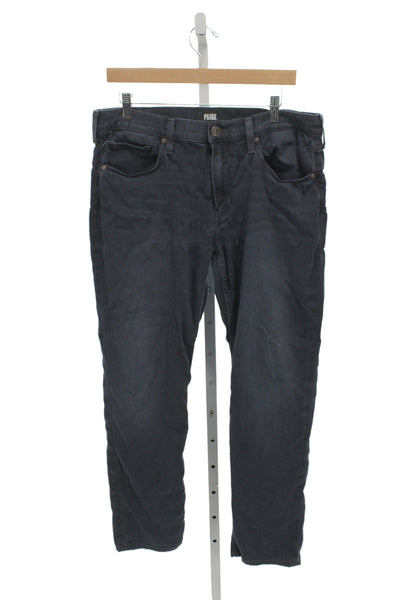 Paige Mens Straight Jeans Dark Blue 30in Inseam Size 33