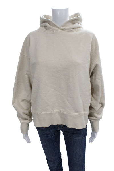 Slvrlake Women Pullover Hoodie Beige 100% Cotton Long Sleeve Designer Size S