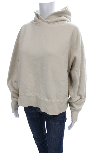 Slvrlake Women Pullover Hoodie Beige 100% Cotton Long Sleeve Designer Size S