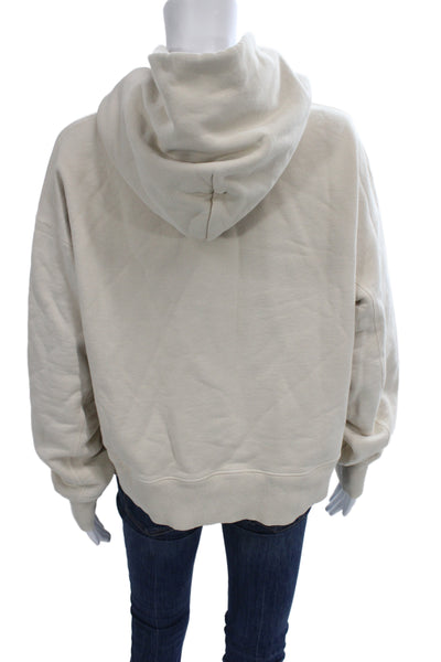 Slvrlake Women Pullover Hoodie Beige 100% Cotton Long Sleeve Designer Size S