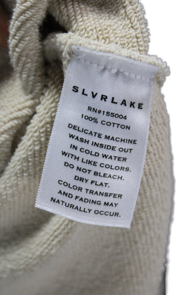 Slvrlake Women Pullover Hoodie Beige 100% Cotton Long Sleeve Designer Size S