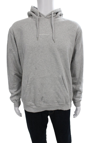 NNO7 Nonationality Mens Pullover Hoodies Gray 100% Cotton Drawstring Size L