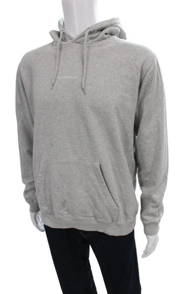 NNO7 Nonationality Mens Pullover Hoodies Gray 100% Cotton Drawstring Size L