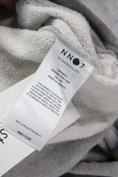 NNO7 Nonationality Mens Pullover Hoodies Gray 100% Cotton Drawstring Size L