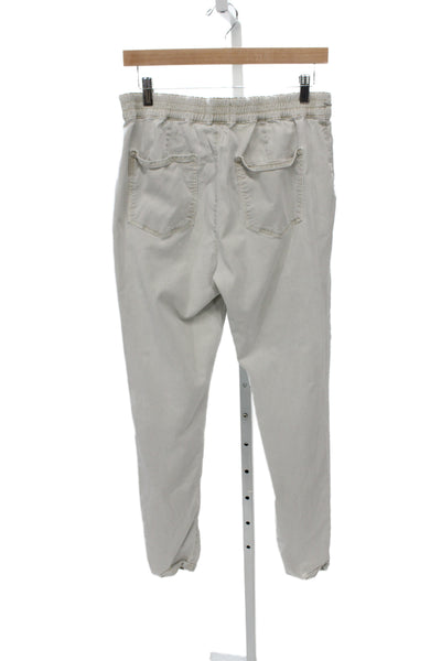 Paige Mens Jogger Pants Beige Drawstring 98% Lyocell Size 33