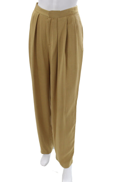 Linda Allard Ellen Tracy Women Dress Pants Beige Silk Hook & Eye Size 4