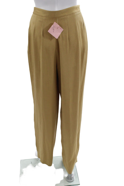 Linda Allard Ellen Tracy Women Dress Pants Beige Silk Hook & Eye Size 4