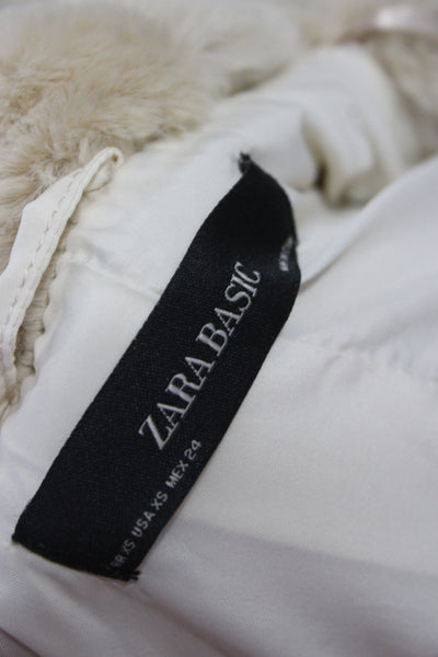 Zara Women Classic Beige Long Sleeve Jacket 100% Polyester Size XS