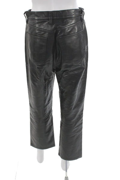 Agolde Unisex Cropped Biker Pants Black Button Size 26