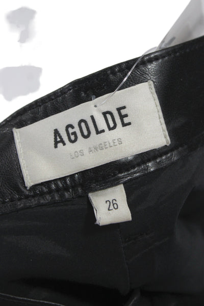 Agolde Unisex Cropped Biker Pants Black Button Size 26