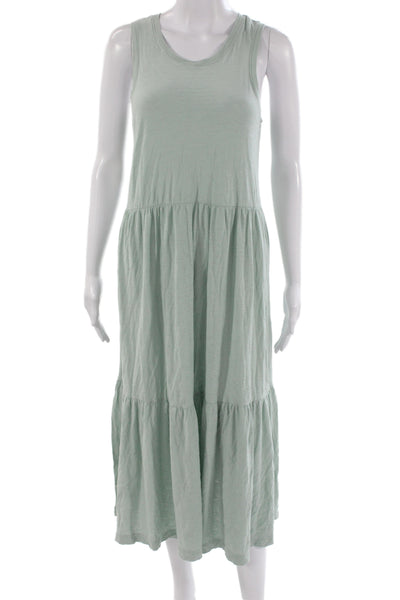 Nation LTD Women Tank Maxi Dress Green Pima Cotton Sleeveless Boho Size S