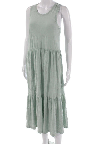 Nation LTD Women Tank Maxi Dress Green Pima Cotton Sleeveless Boho Size S