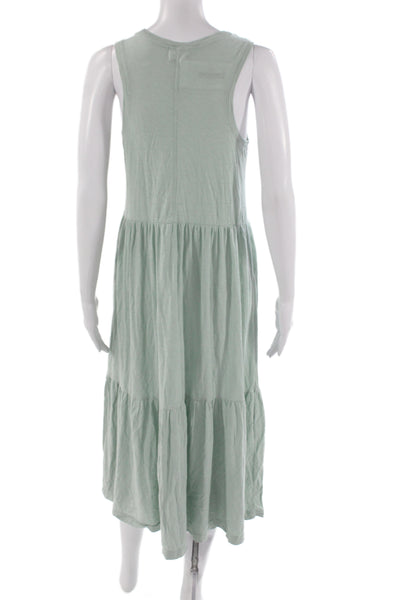 Nation LTD Women Tank Maxi Dress Green Pima Cotton Sleeveless Boho Size S