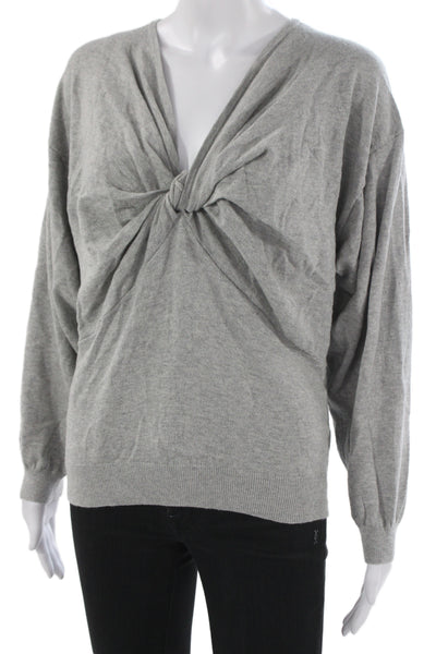 Nation Los Angeles Unisex Pullover Sweater Gray V-Neck Cashmere Blend Size S