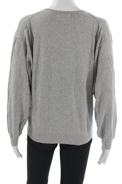 Nation Los Angeles Unisex Pullover Sweater Gray V-Neck Cashmere Blend Size S