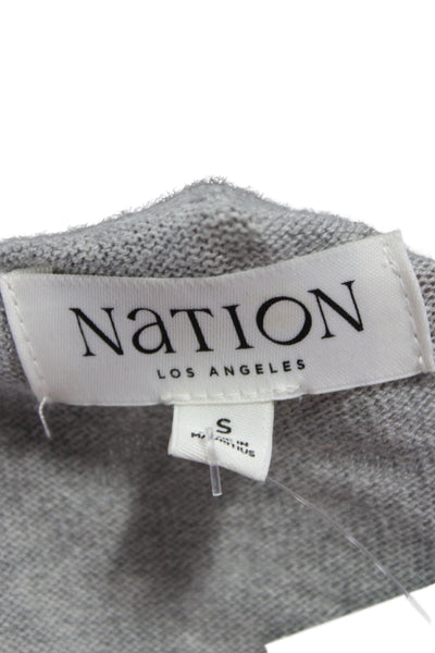 Nation Los Angeles Unisex Pullover Sweater Gray V-Neck Cashmere Blend Size S