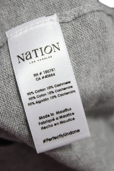 Nation Los Angeles Unisex Pullover Sweater Gray V-Neck Cashmere Blend Size S