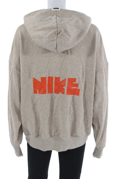 Nike Unisex Pullover Hoodie Beige Drawstring Graphic Sports Size XS