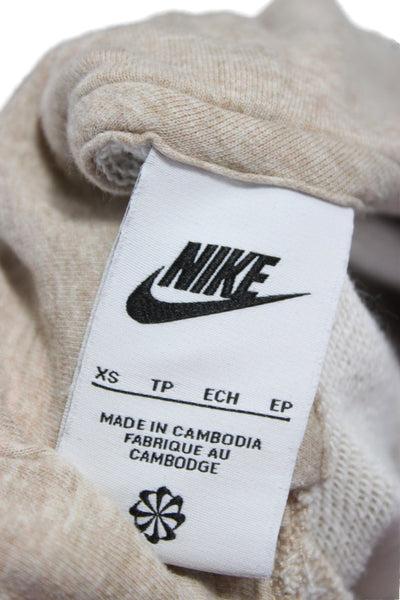 Nike Unisex Pullover Hoodie Beige Drawstring Graphic Sports Size XS