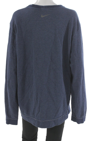 Nike Unisex Pullover Sweatshirts Dark Blue Crew Neck Long Sleeve Size L